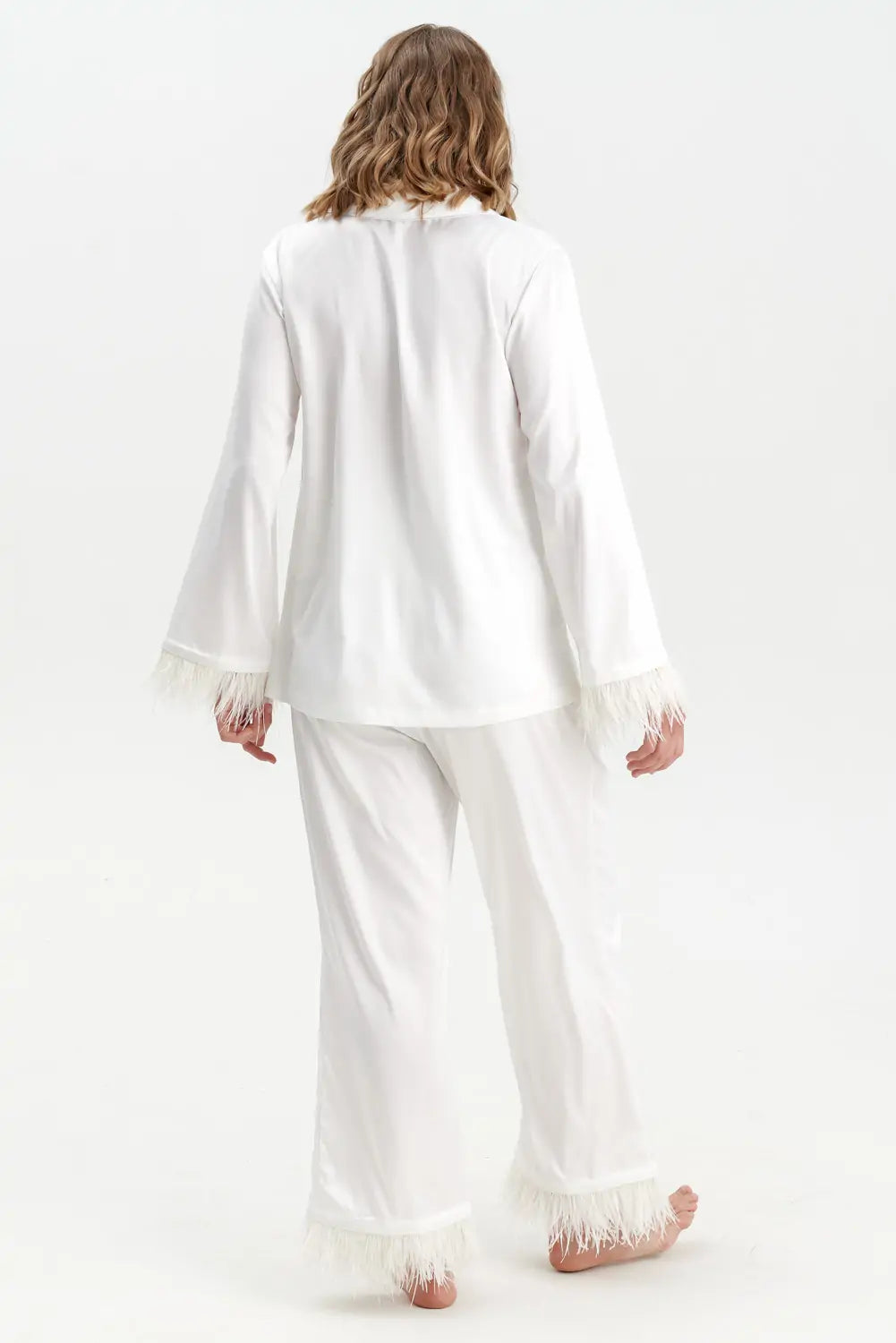 Silky Satin Feather Pyjamas with Piping.