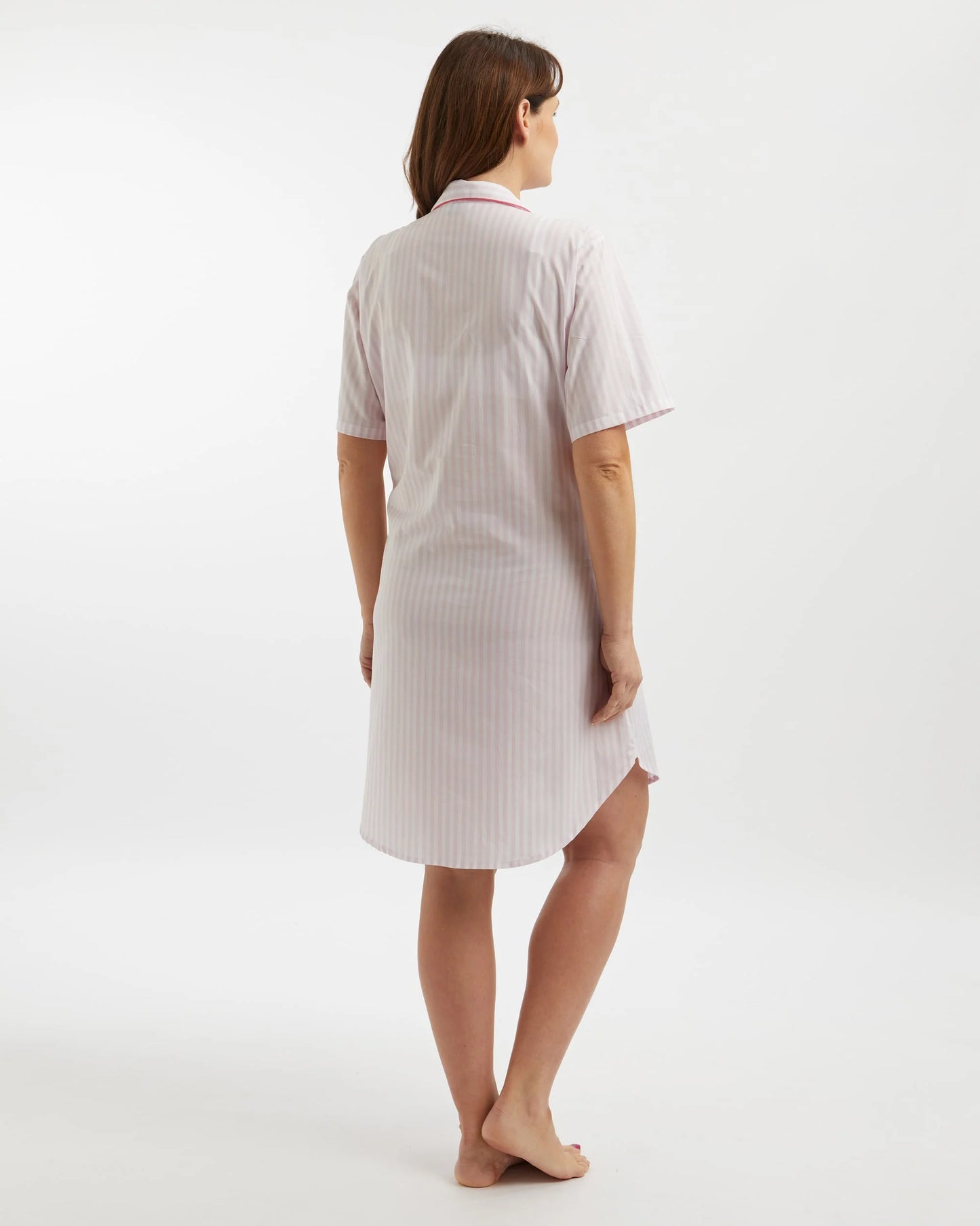 Pink Striped Maternity Shirt 100% Cotton - Bella Babe by SK Nightsuit-Nightdress-Robes-Silk-Satin-Nighty-Gown-Nightwear-Shorts-Pajamas-Nightsuit-for-women-men-bathrobe-Satin-dress-cotton-