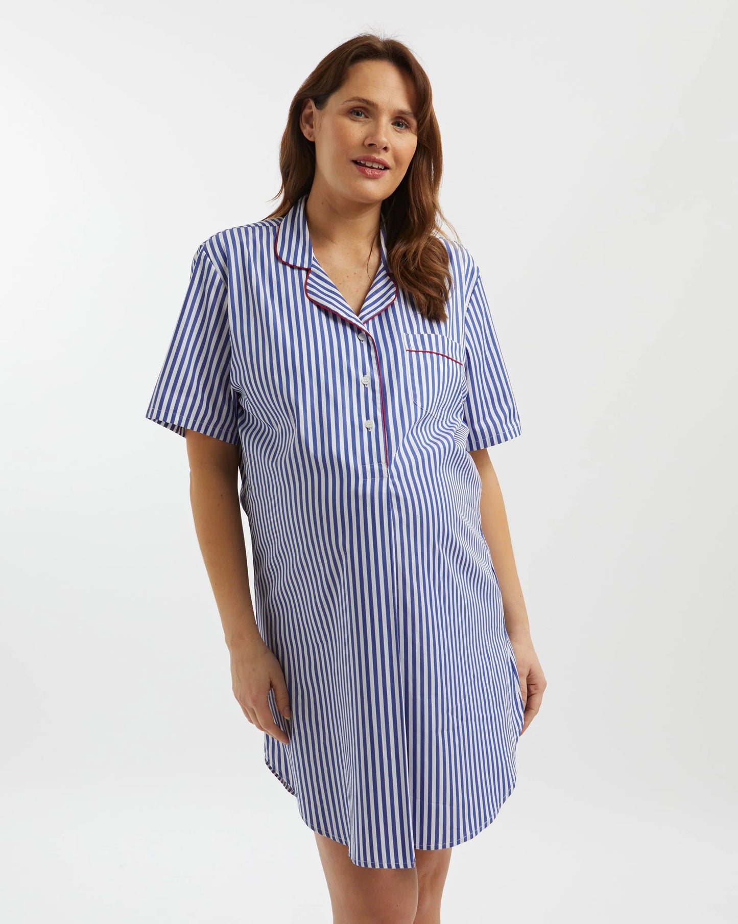 Oxford Stripe Maternity Shirt 100% Cotton.