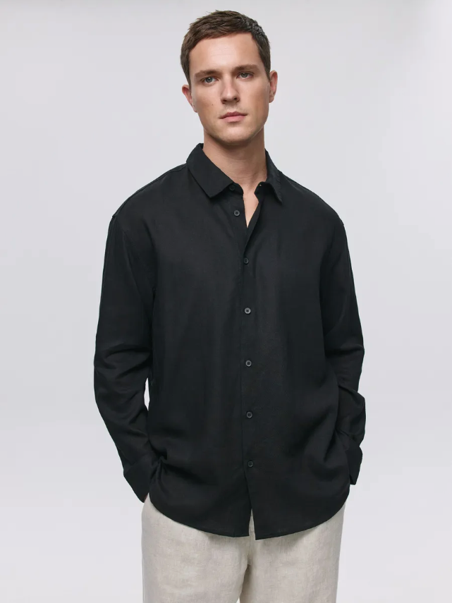 Premium men's linen shirt made from high-quality cotton fabric, offering elegance and comfort