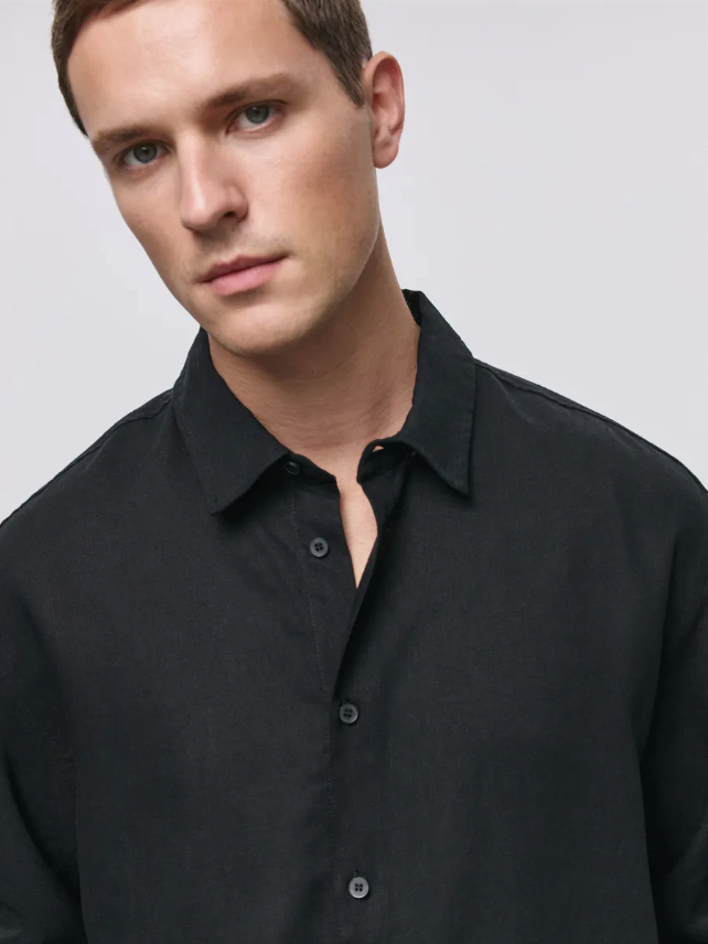 Premium men's linen shirt made from high-quality cotton fabric, offering elegance and comfort