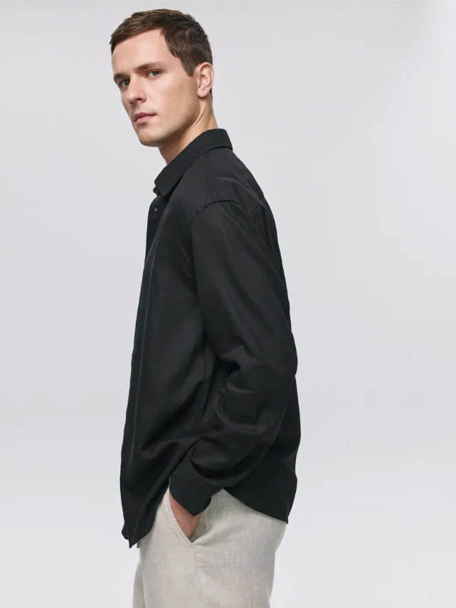 Premium men's linen shirt made from high-quality cotton fabric, offering elegance and comfort