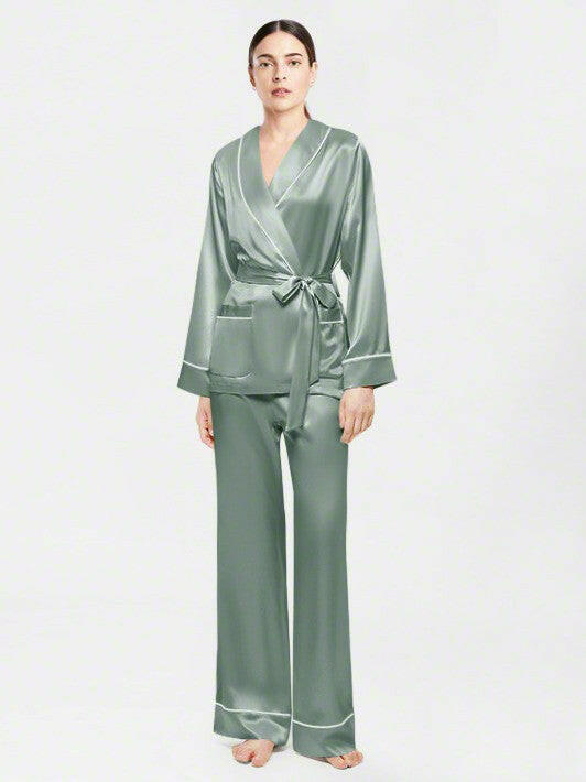Wrap Set with Palazzo - Bella Babe by SK Nightsuit Nightdress Robes Silk Satin Nighty Gown Nightwear