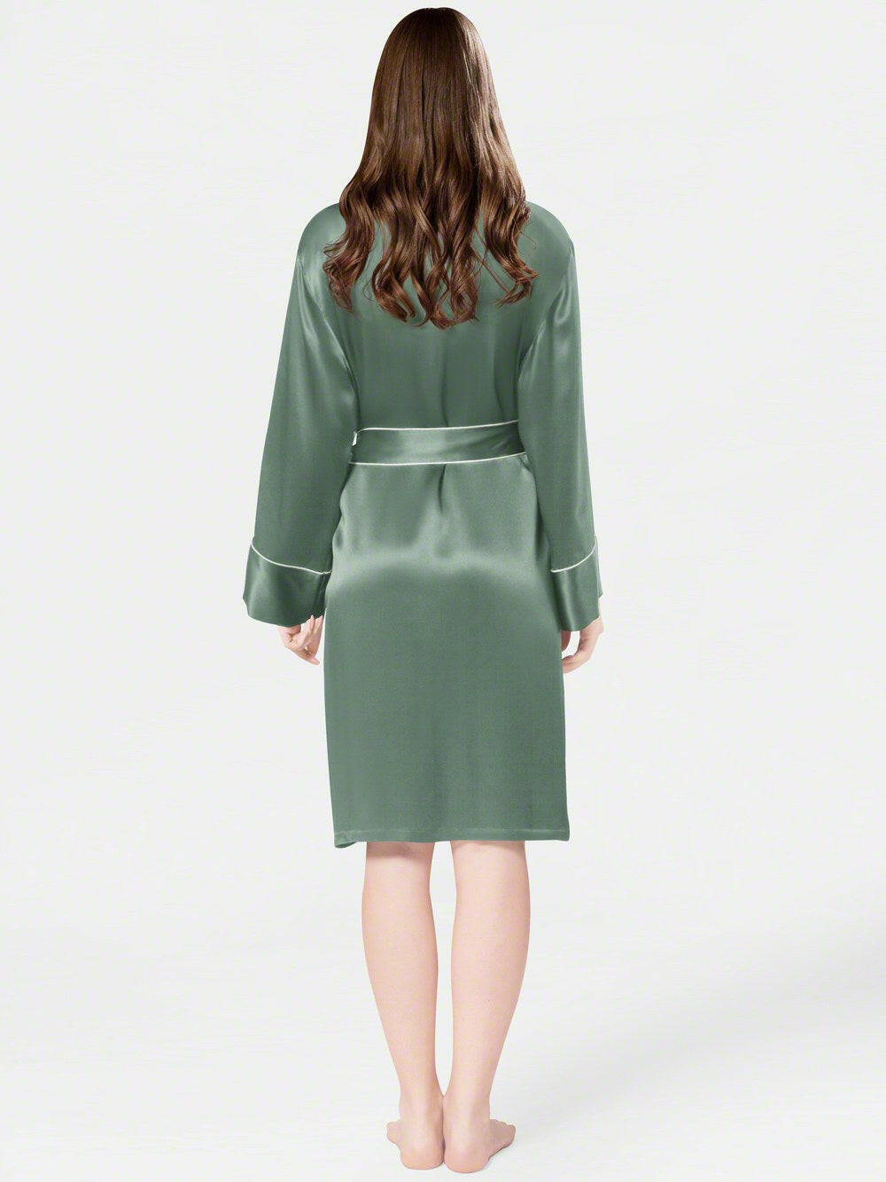 Satin Silk Robe with Piping.