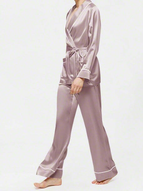 Wrap Set with Palazzo - Bella Babe by SK Nightsuit Nightdress Robes Silk Satin Nighty Gown Nightwear