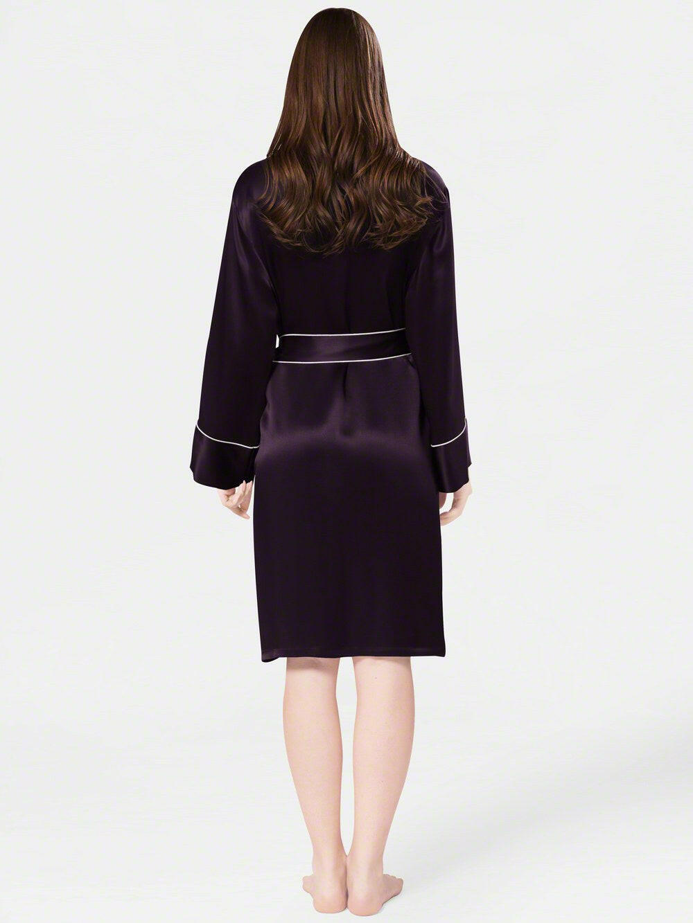 Satin Silk Robe with Piping.