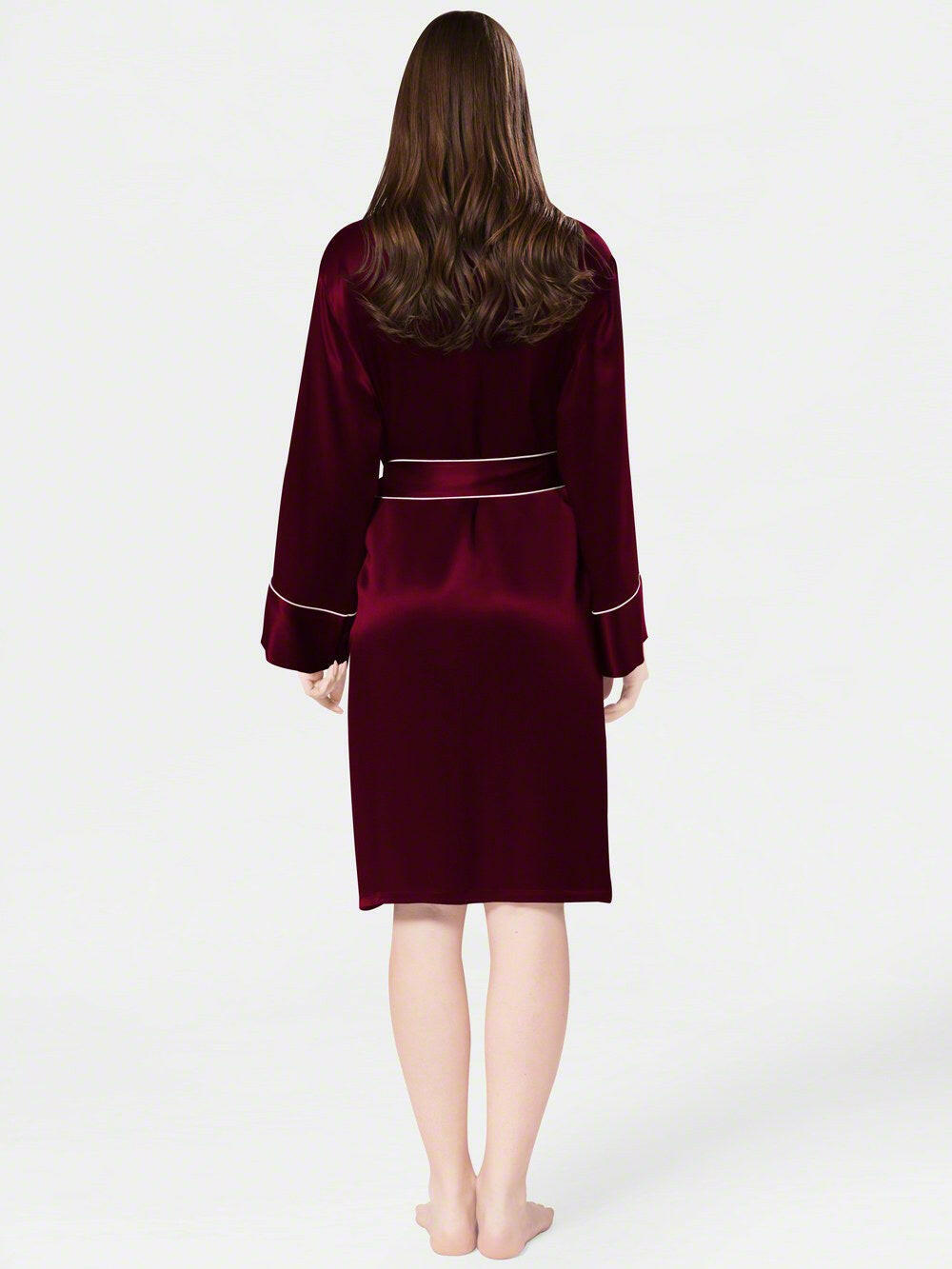Satin Silk Robe with Piping.