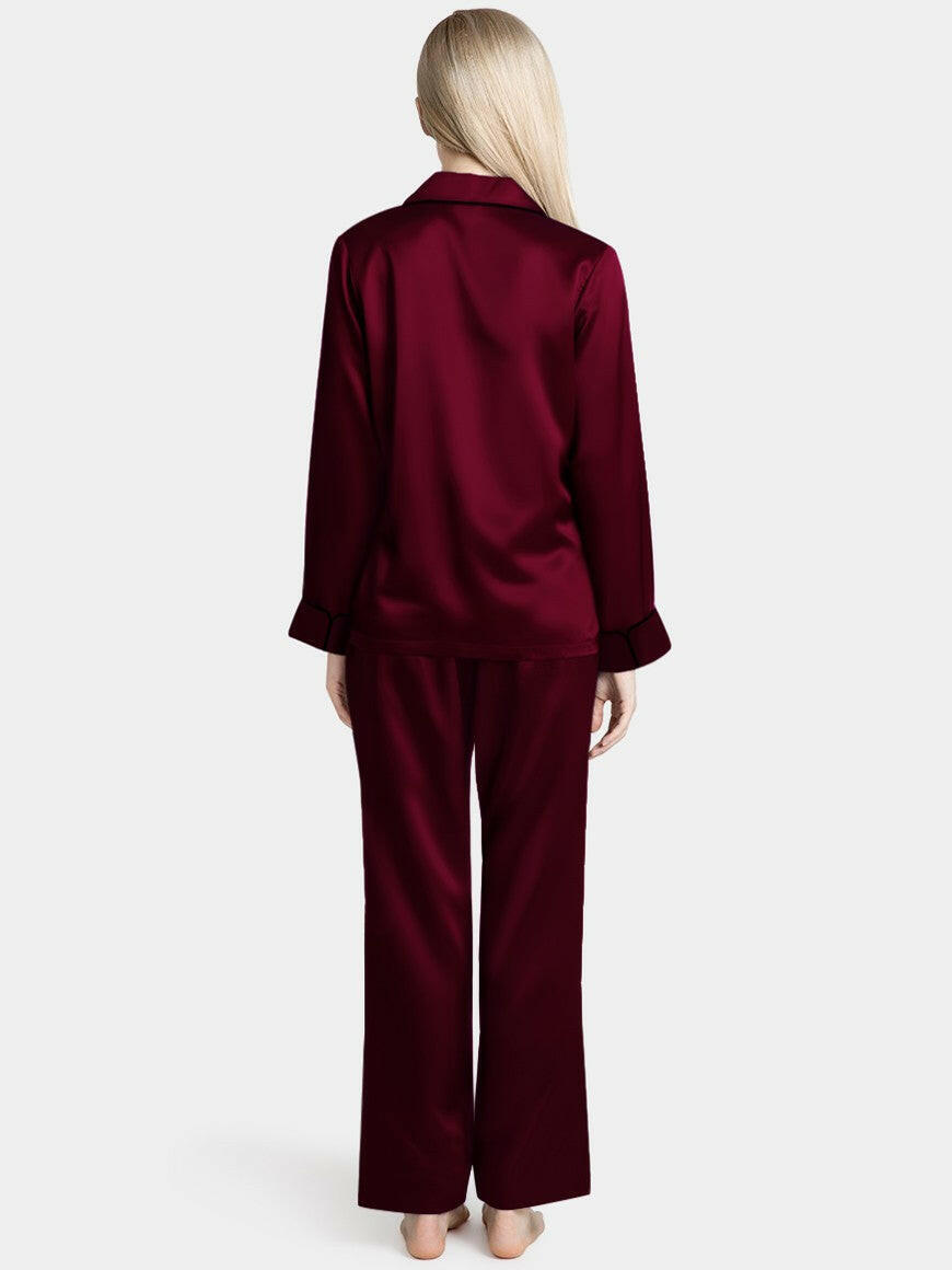 Silk Satin Pyjama set with Piping - Bella Babe by SK Nightsuit Nightdress Robes Silk Satin Nighty Gown Nightwear