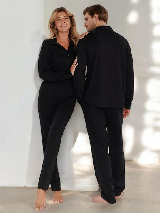 Black Couple Nightsuit in 100% Cotton.