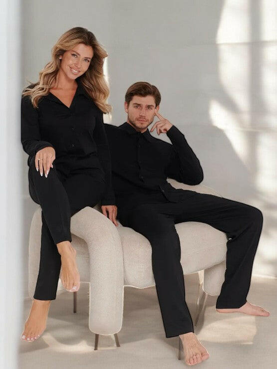 Black Couple Nightsuit in 100% Cotton.