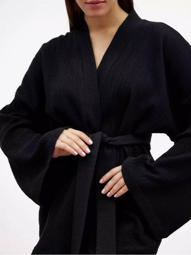 Muslin Robe and Booty Shorts set.