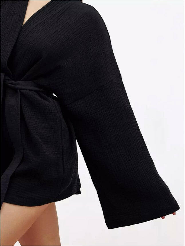 Muslin Robe and Booty Shorts set.