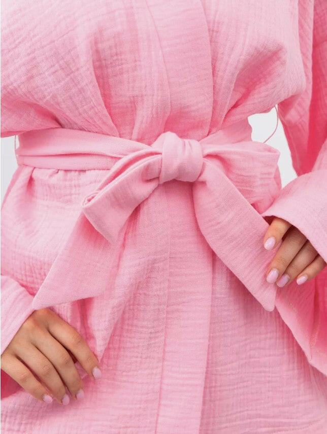 Muslin Robe and Booty Shorts set.