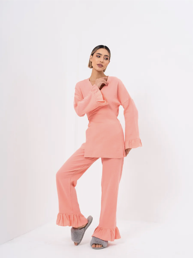 Barbie Wrap Set with Frill in Muslin.
