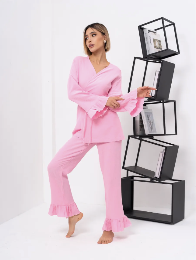 Barbie Wrap Set with Frill in Muslin.