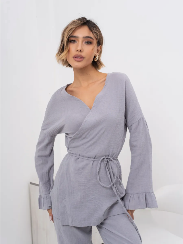 Barbie Wrap Set with Frill in Muslin