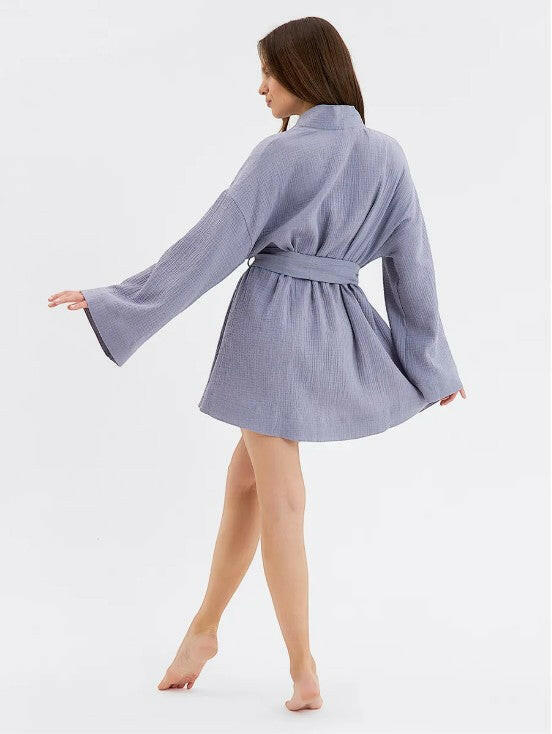 Cotton Muslin Short Robe.