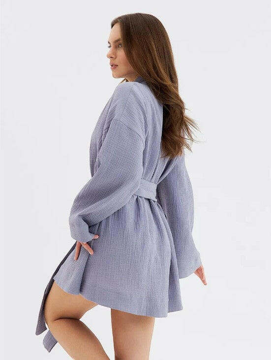 Cotton Muslin Short Robe.