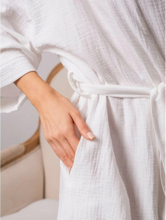 Cotton Muslin Short Robe.