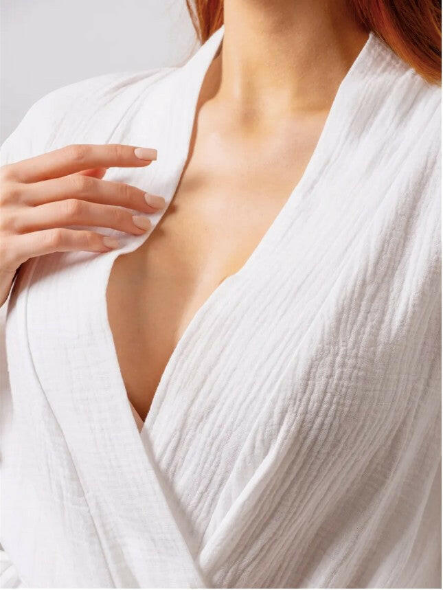 Cotton Muslin Short Robe.