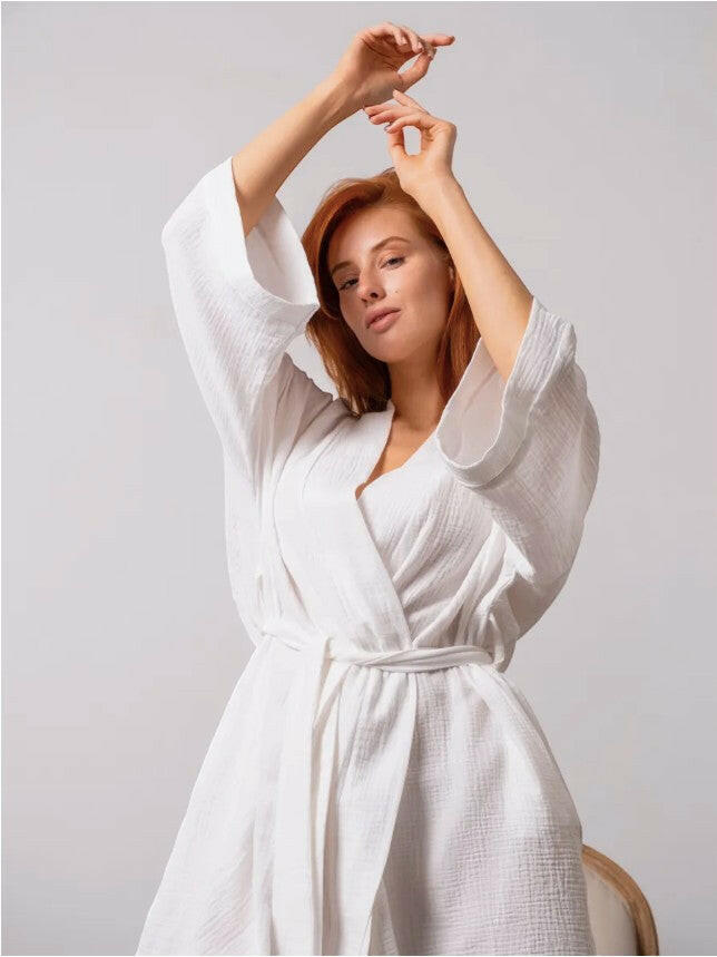 Cotton Muslin Short Robe.