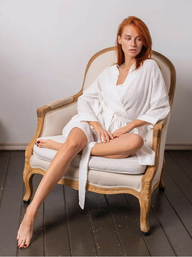 Cotton Muslin Short Robe.
