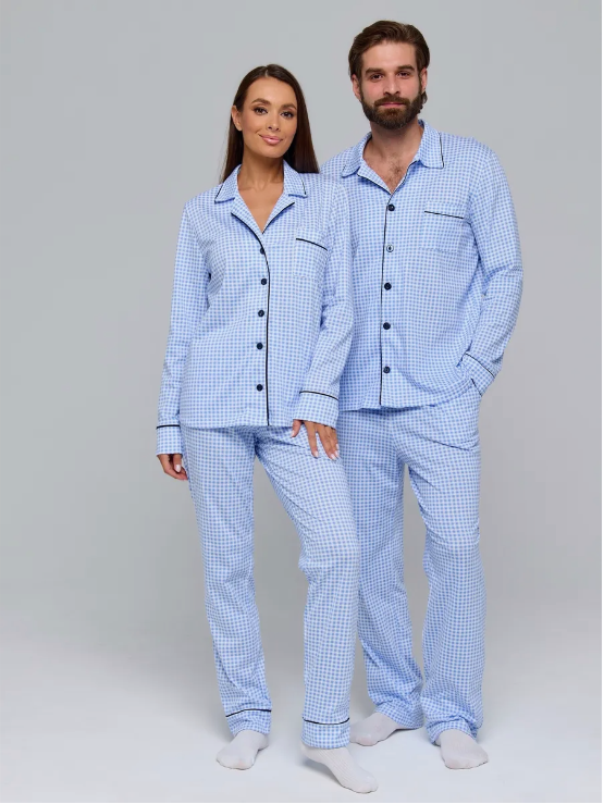 Checkered Couple Nightsuit in 100% Cotton