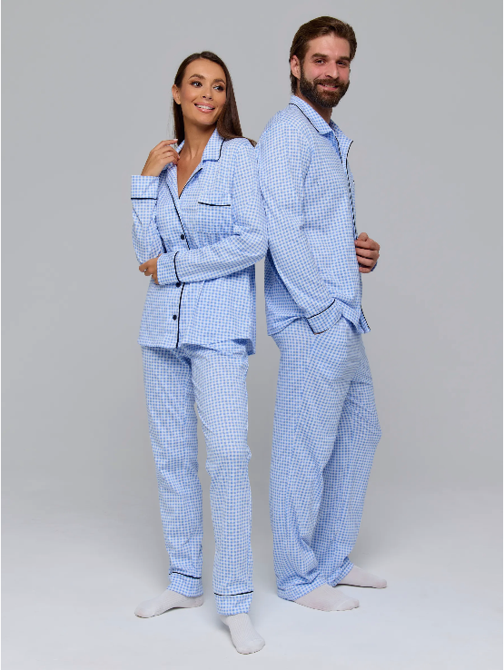 Checkered Couple Nightsuit in 100% Cotton