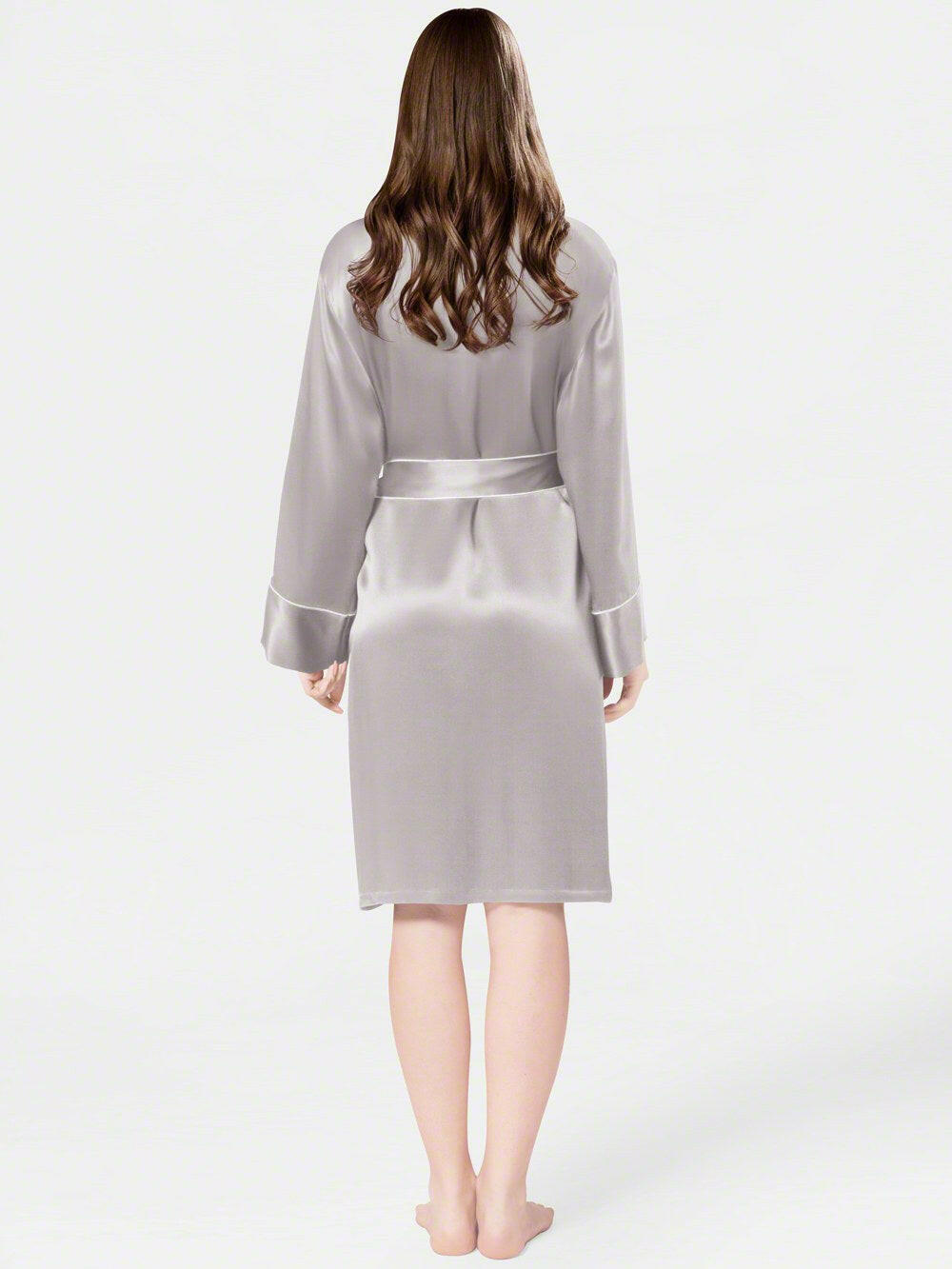 Satin Silk Robe with Piping.