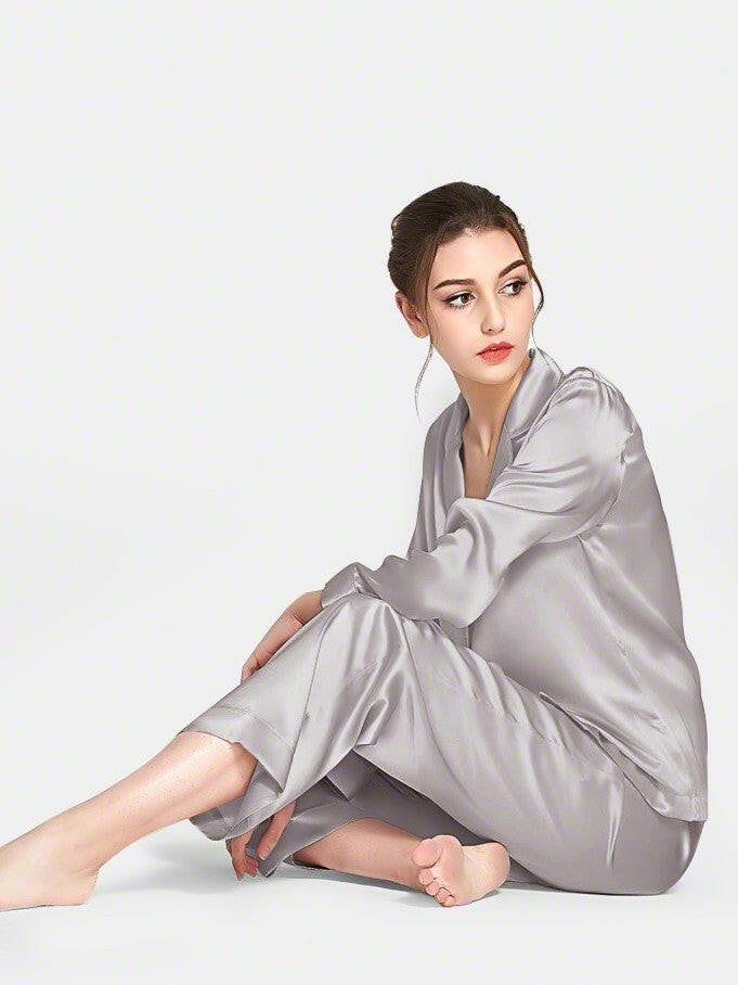 Luxe Solid Coord Set - Bella Babe by SK Nightsuit Nightdress Robes Silk Satin Nighty Gown Nightwear