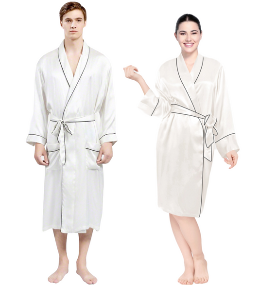 Luxe Satin Robe Set (Contrast Piping).