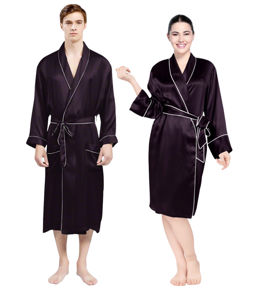 Luxe Satin Robe Set (Contrast Piping).