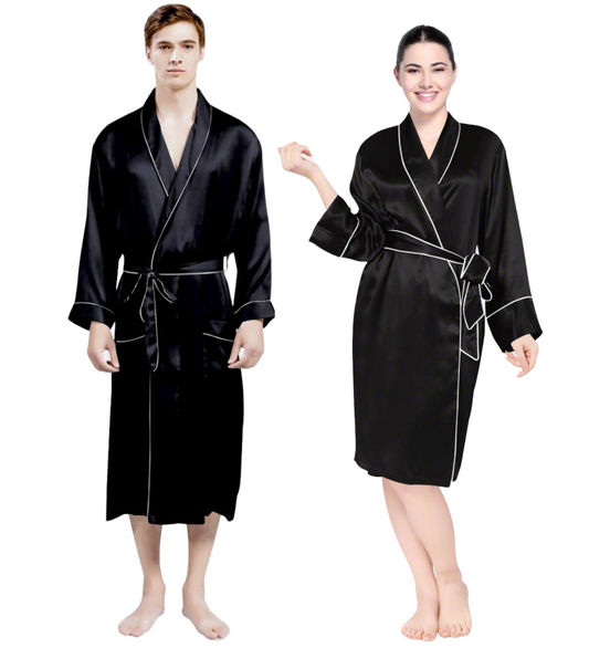 Luxe Satin Robe Set (Contrast Piping).