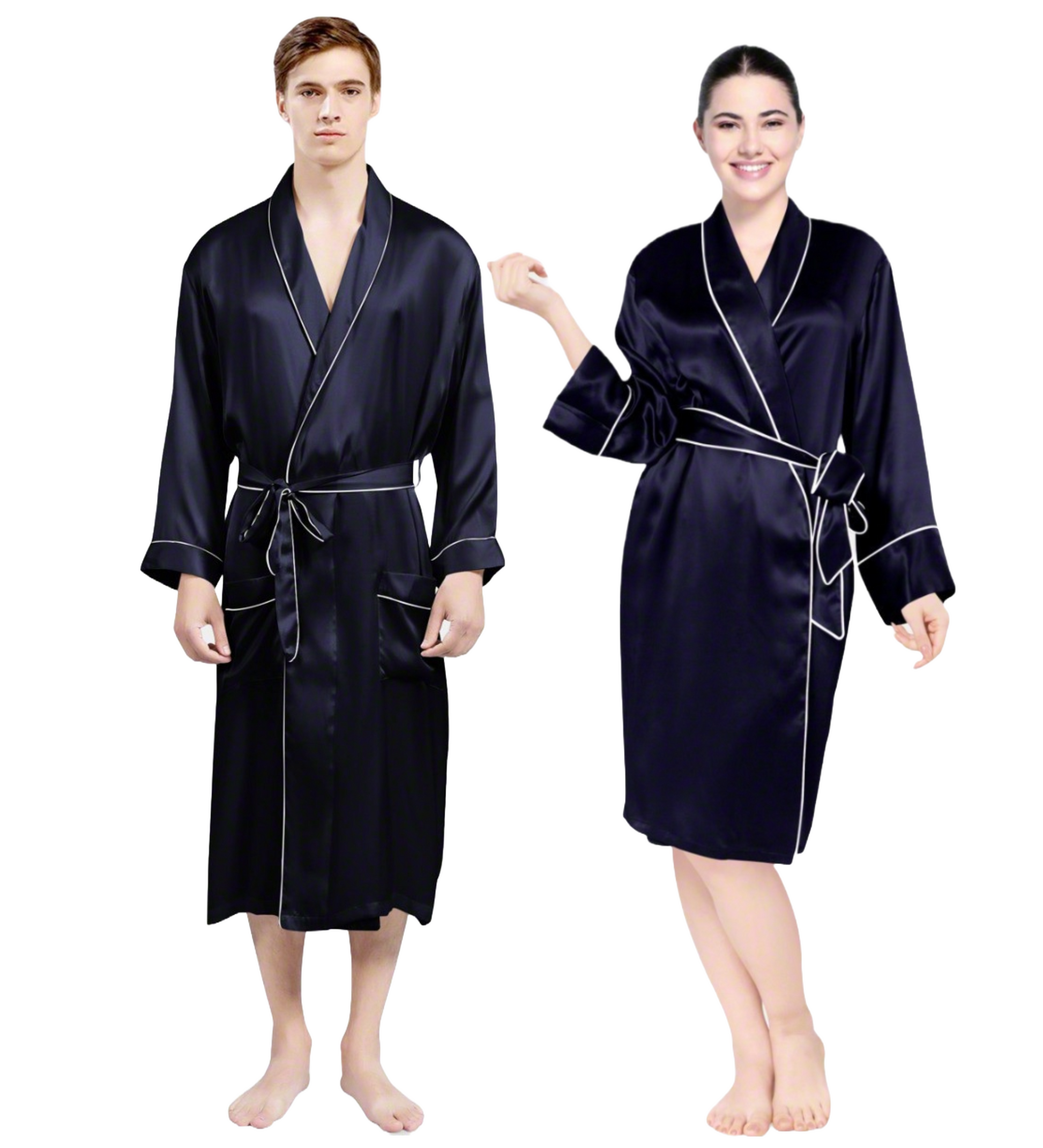 Luxe Satin Robe Set (Contrast Piping).