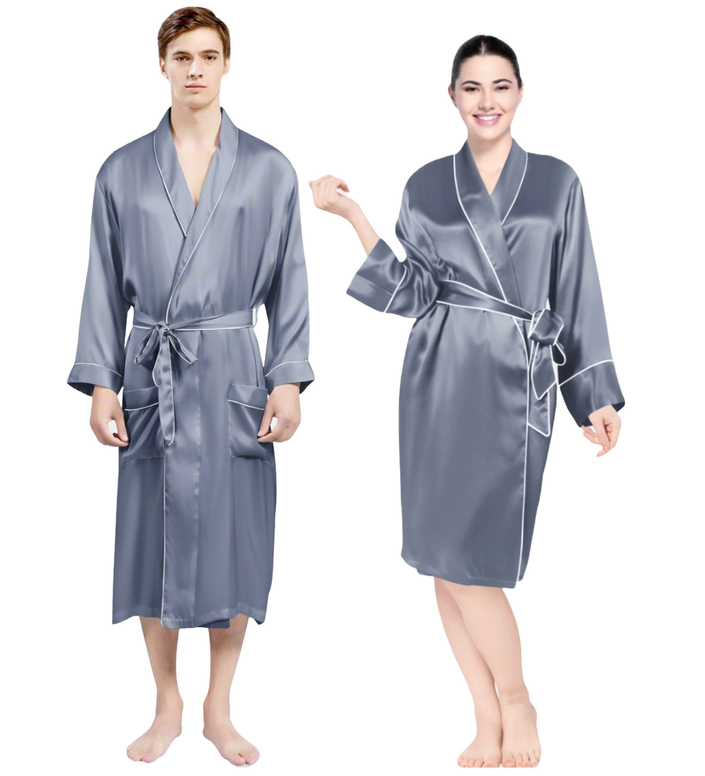 Luxe Satin Robe Set (Contrast Piping).