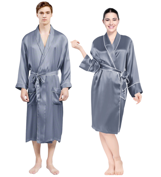 Luxe Satin Robe Set (Contrast Piping).