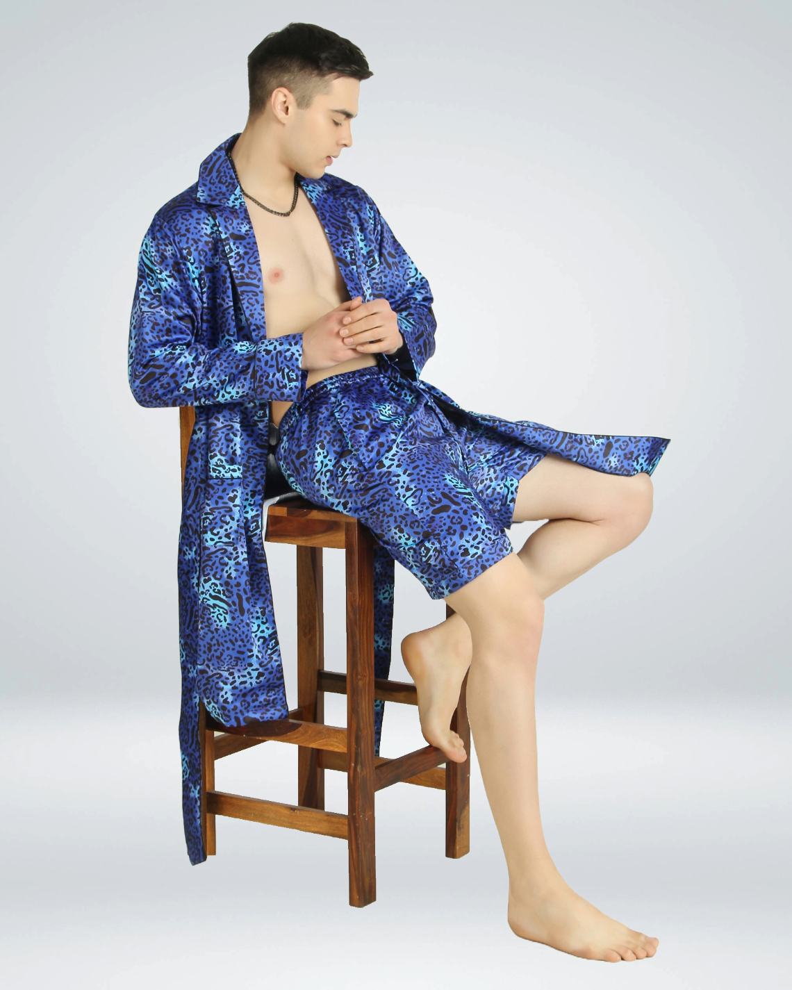 Luxe Satin Robe with Shorts - Bella Babe by SK Nightsuit Nightdress Robes Silk Satin Nighty Gown Nightwear