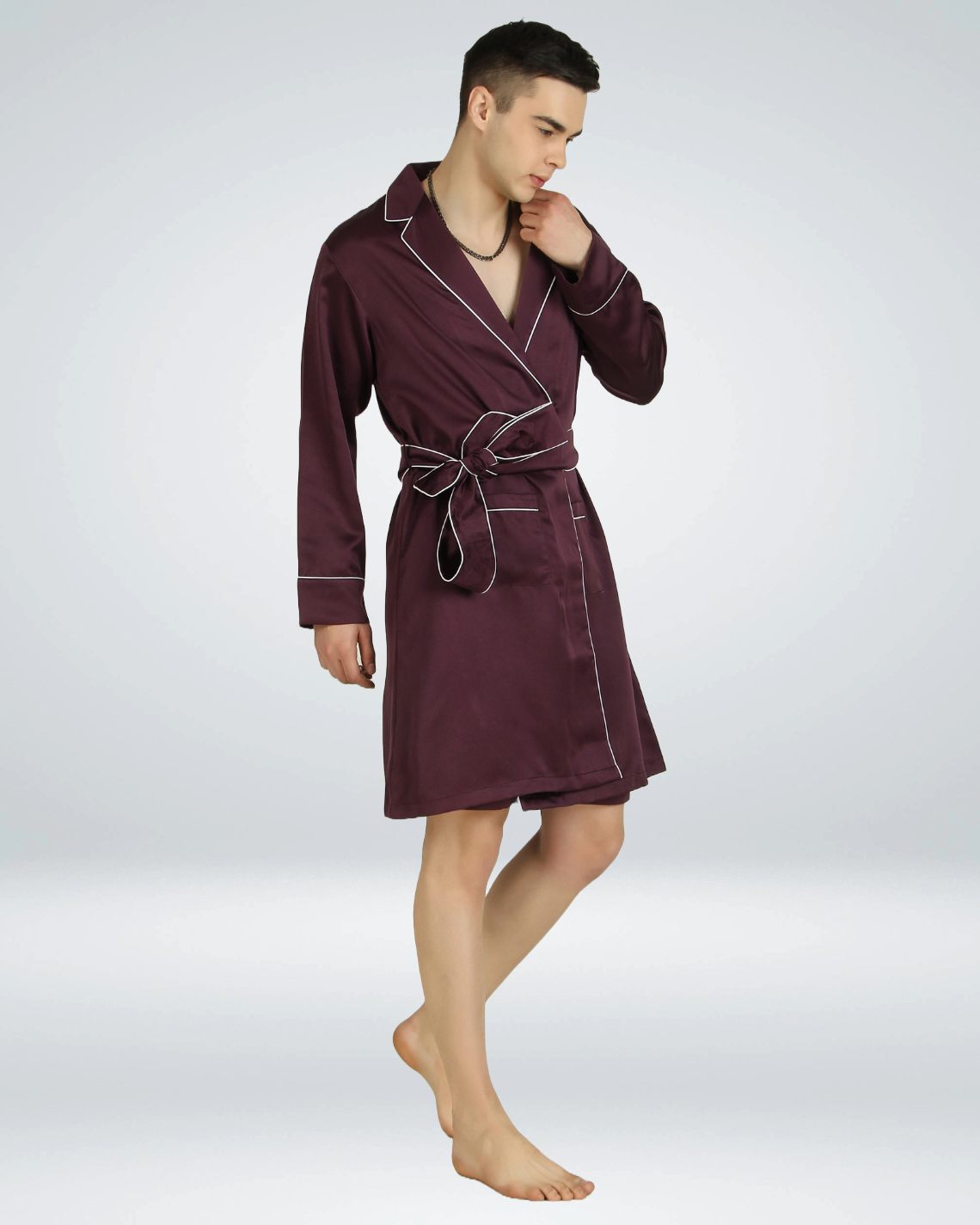 Luxe Satin Robe with Shorts - Bella Babe by SK Nightsuit Nightdress Robes Silk Satin Nighty Gown Nightwear