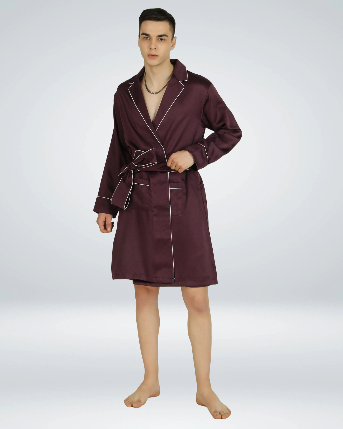 Luxe Satin Robe with Shorts - Bella Babe by SK Nightsuit Nightdress Robes Silk Satin Nighty Gown Nightwear