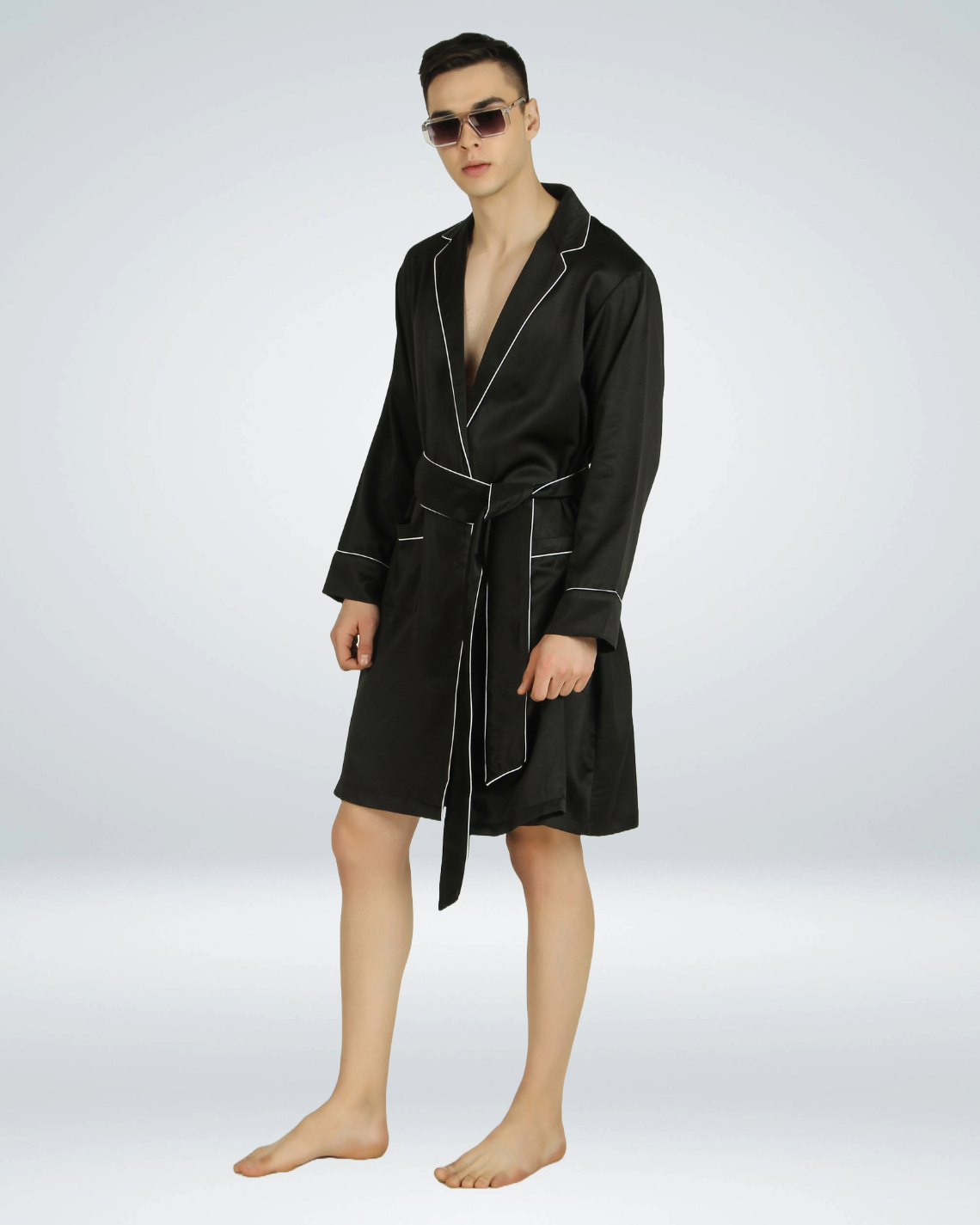 Luxe Satin Robe with Shorts - Bella Babe by SK Nightsuit Nightdress Robes Silk Satin Nighty Gown Nightwear