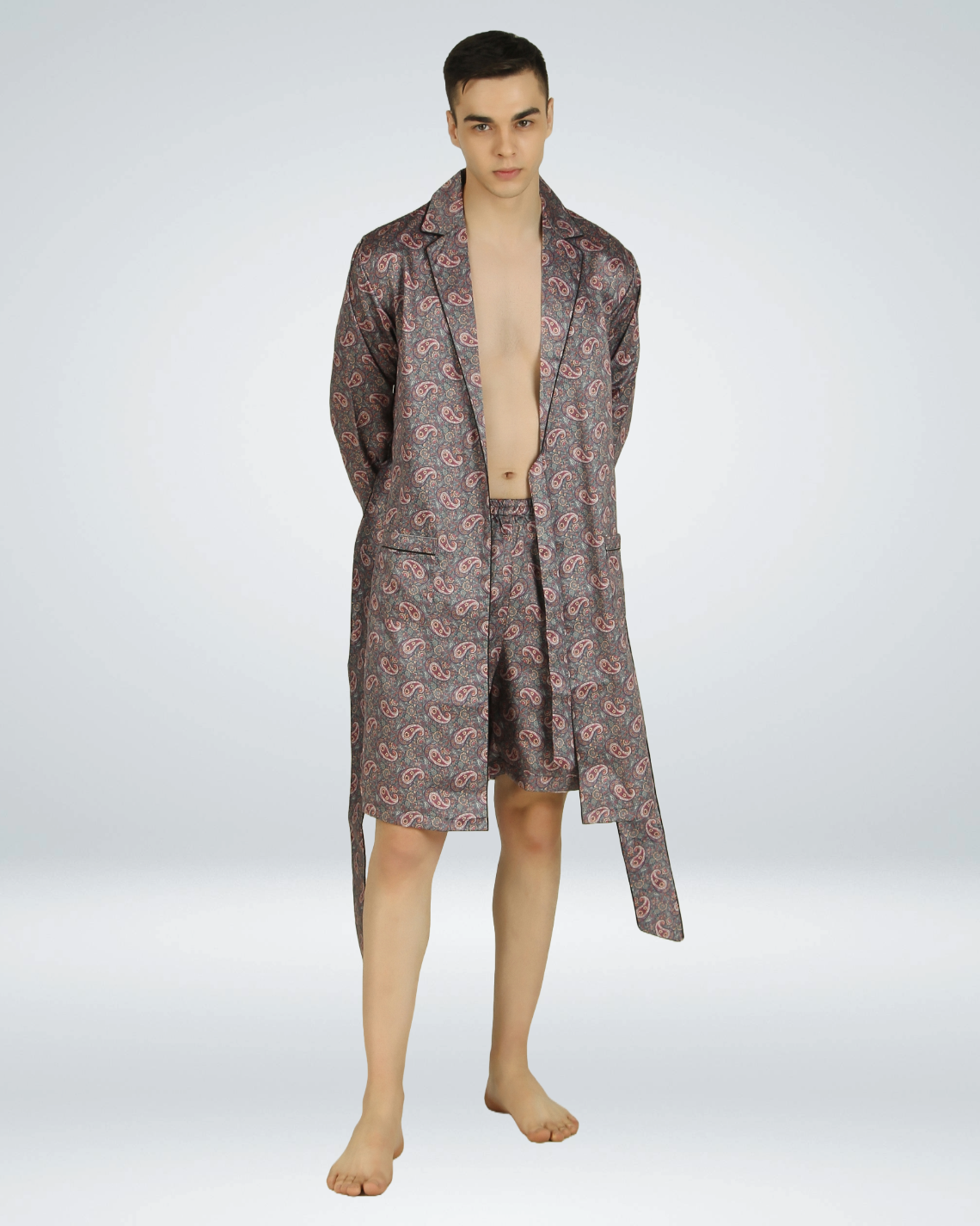 Luxe Satin Robe with Shorts - Bella Babe by SK Nightsuit Nightdress Robes Silk Satin Nighty Gown Nightwear