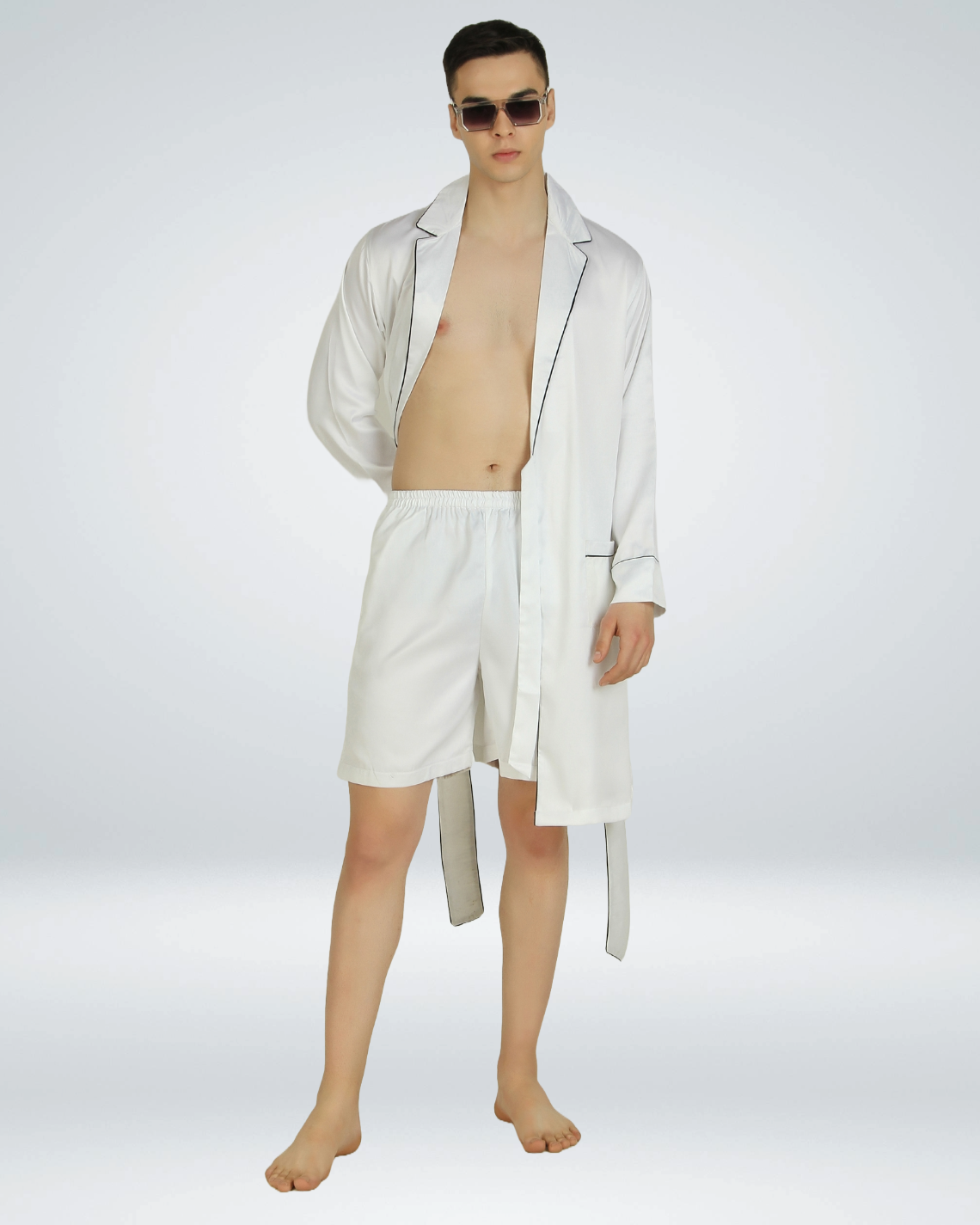 Luxe Satin Robe with Shorts - Bella Babe by SK Nightsuit Nightdress Robes Silk Satin Nighty Gown Nightwear