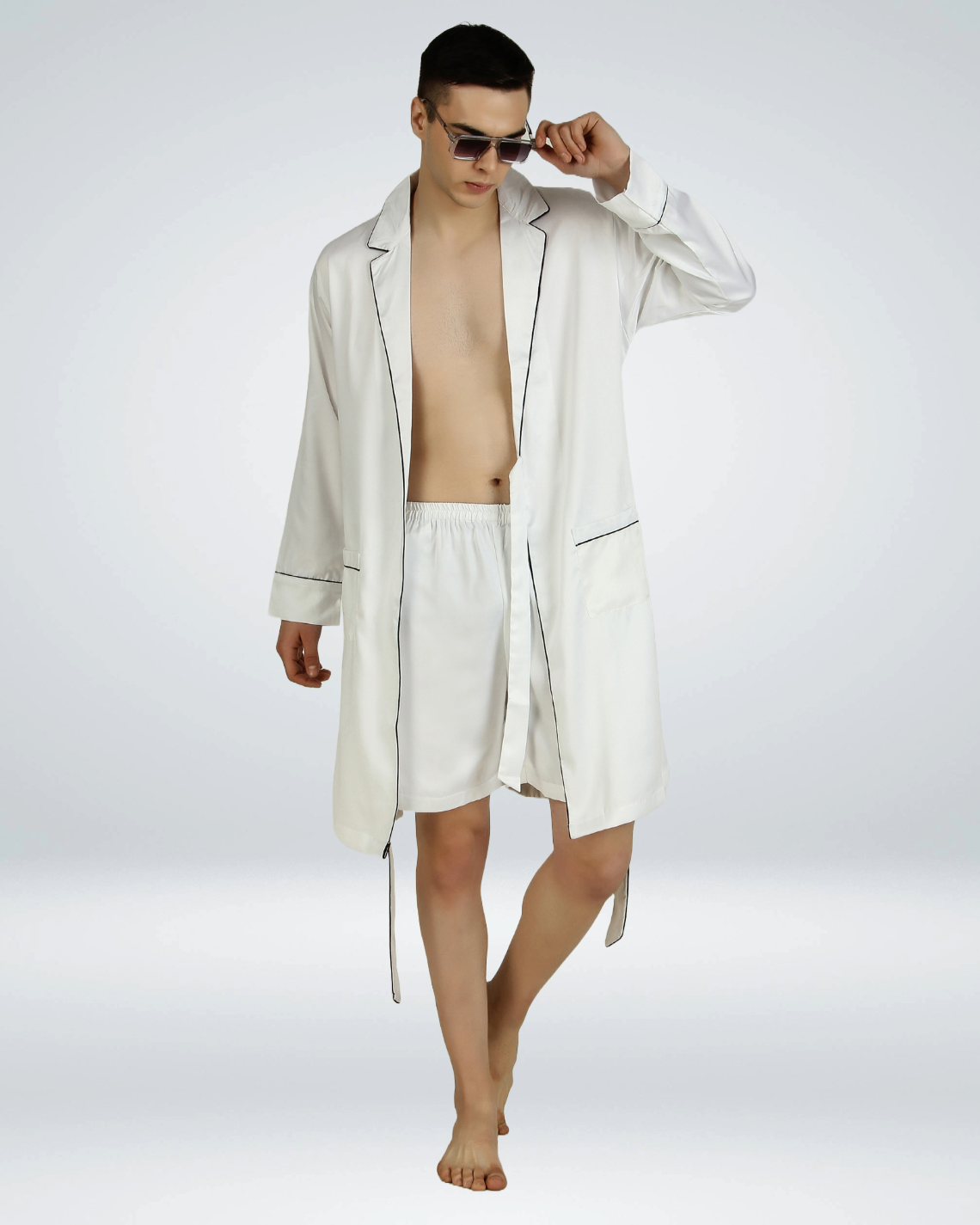 Luxe Satin Robe with Shorts - Bella Babe by SK Nightsuit Nightdress Robes Silk Satin Nighty Gown Nightwear
