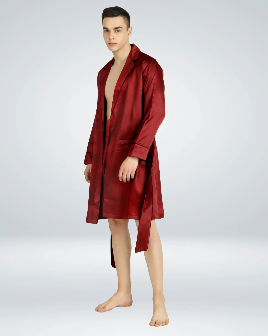 Luxe Satin Robe with Shorts - Bella Babe by SK Nightsuit Nightdress Robes Silk Satin Nighty Gown Nightwear