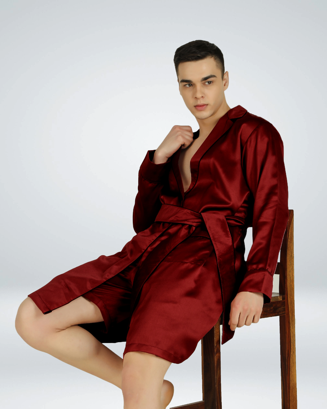 Luxe Satin Robe with Shorts - Bella Babe by SK Nightsuit Nightdress Robes Silk Satin Nighty Gown Nightwear