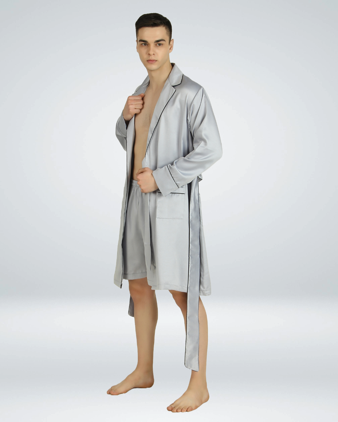 Luxe Satin Robe with Shorts - Bella Babe by SK Nightsuit Nightdress Robes Silk Satin Nighty Gown Nightwear