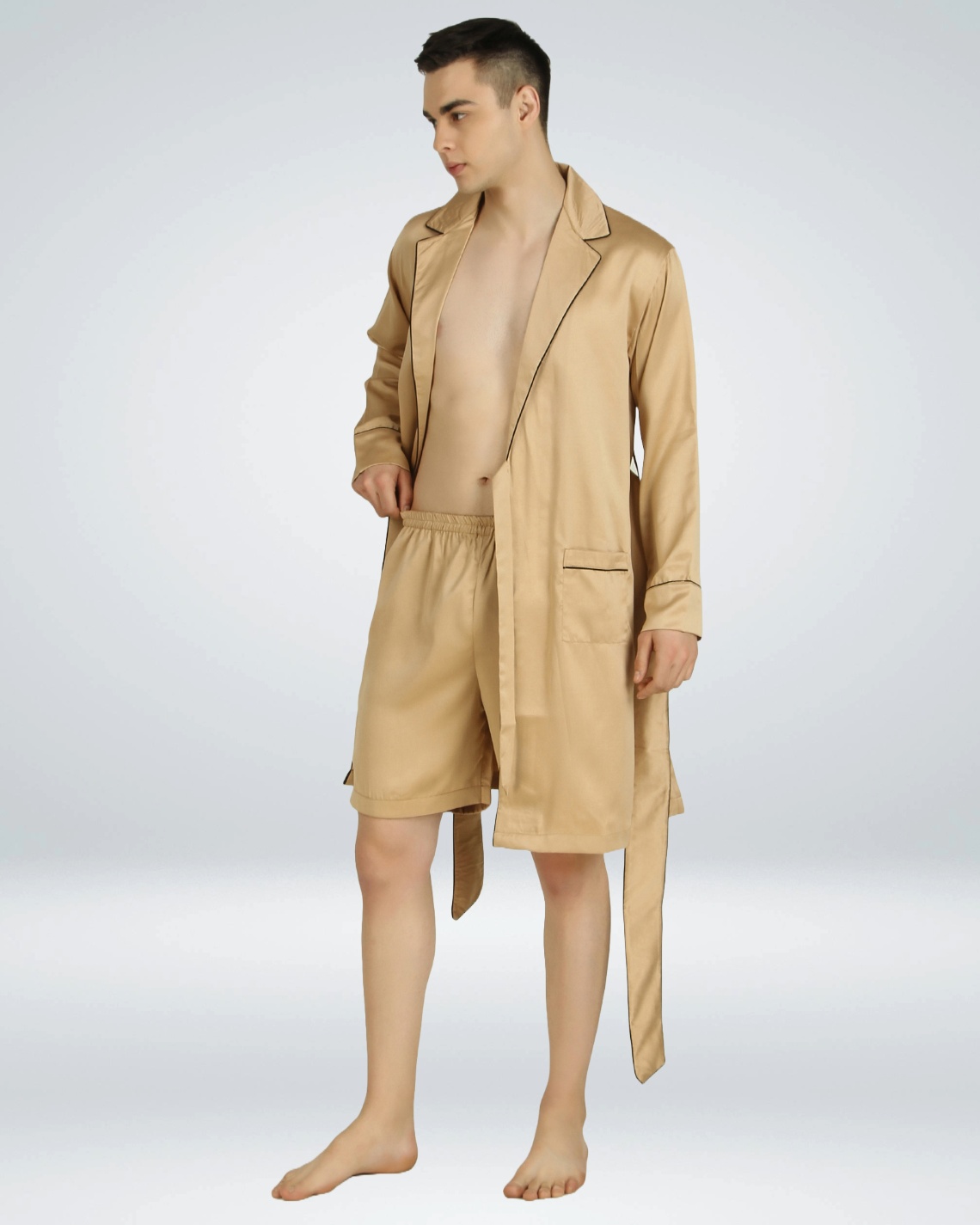 Luxe Satin Robe with Shorts - Bella Babe by SK Nightsuit Nightdress Robes Silk Satin Nighty Gown Nightwear