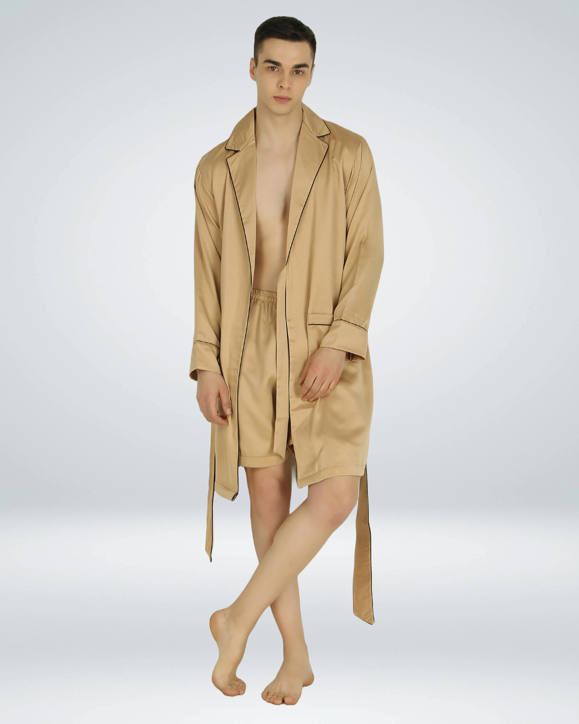 Luxe Satin Robe with Shorts - Bella Babe by SK Nightsuit Nightdress Robes Silk Satin Nighty Gown Nightwear