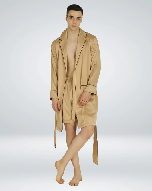 Luxe Satin Robe with Shorts - Bella Babe by SK Nightsuit Nightdress Robes Silk Satin Nighty Gown Nightwear