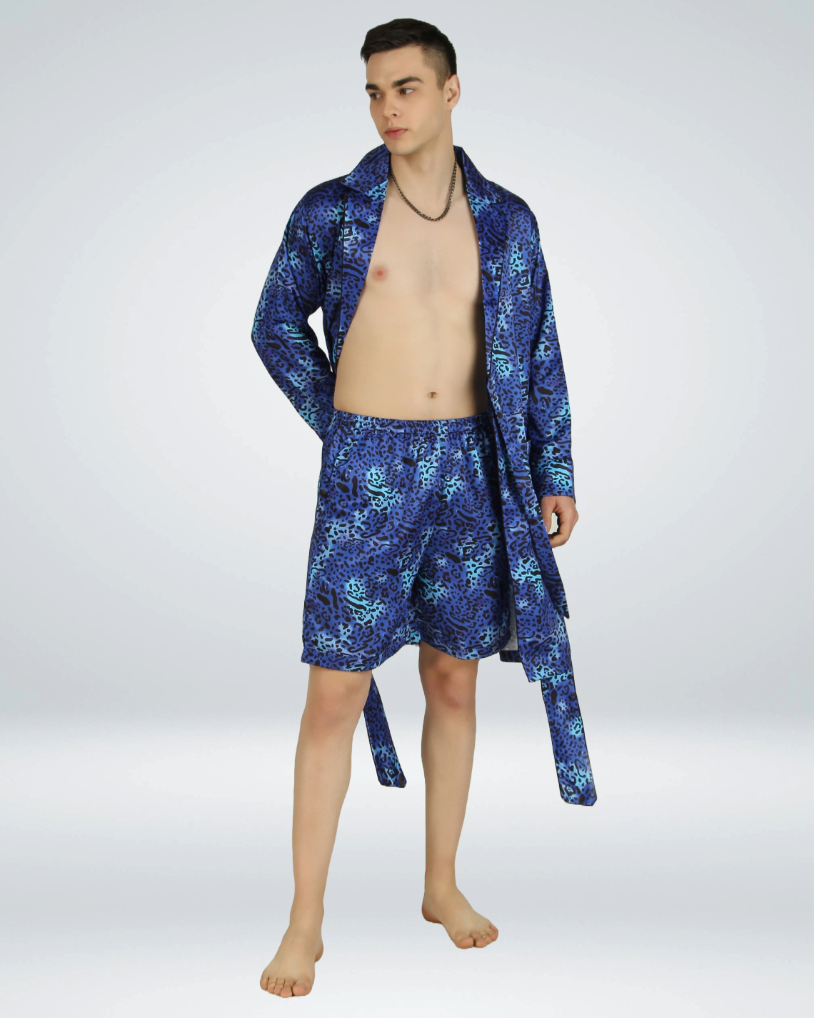 Luxe Satin Robe with Shorts - Bella Babe by SK Nightsuit Nightdress Robes Silk Satin Nighty Gown Nightwear